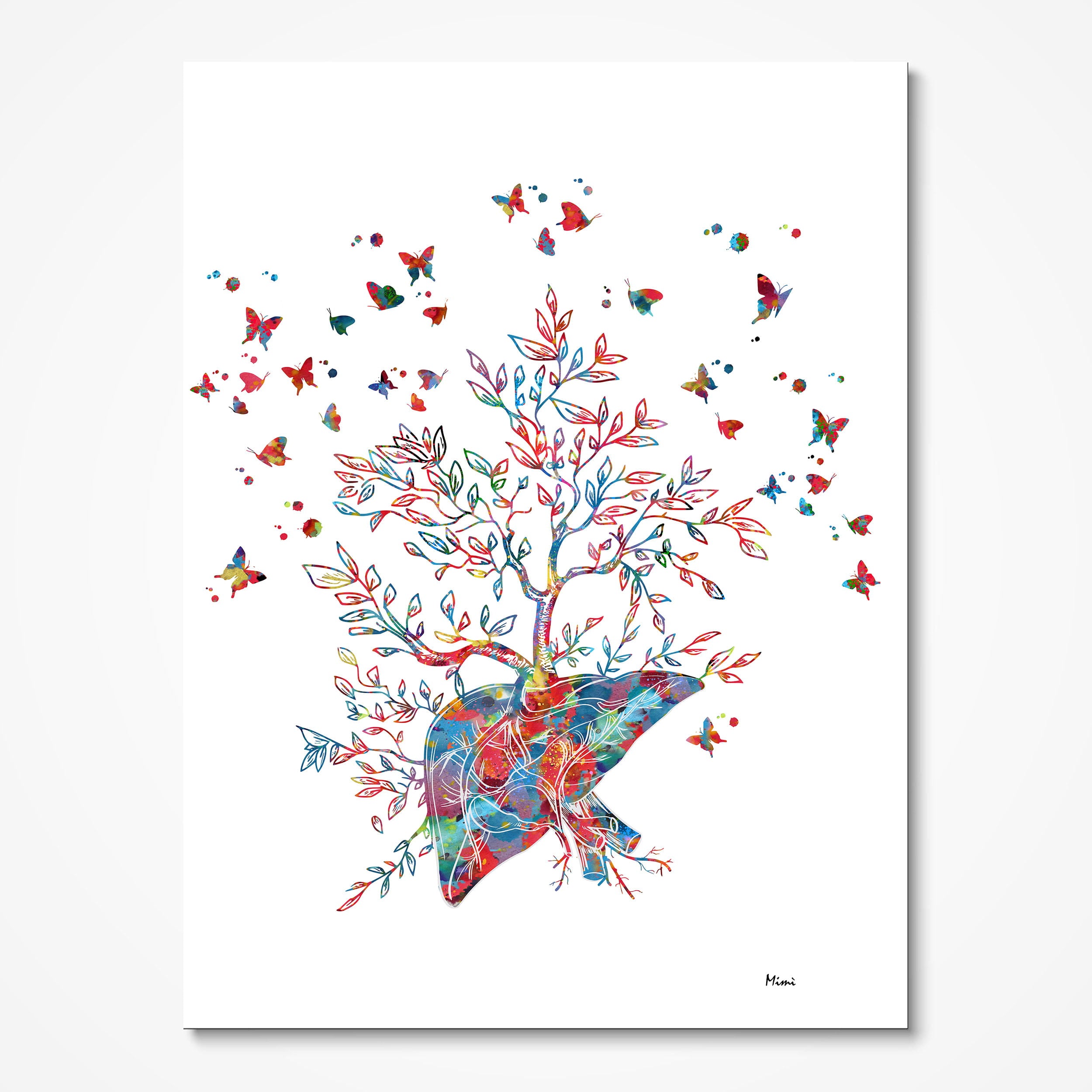 Liver Tree of Life watercolor art print for hepatology clinic wall decor