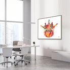 Framed lumbar vertebra anatomy watercolor print in an orthopedic clinic
