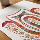 Close-up of molar cross-section watercolor print showing paper texture and grain