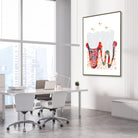 Framed molar implant watercolor print in a dental clinic
