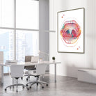 Framed mouth anatomy watercolor print in a medical clinic waiting room