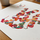 Close-up of myoglobin protein watercolor print showing paper texture and grain