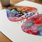 Close-up of nerve cell synapse & receptors watercolor print showing paper texture and grain