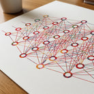 Close-up of neural network (ann) watercolor print showing paper texture and grain