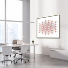 Framed neural network (ann) watercolor print in a technology office