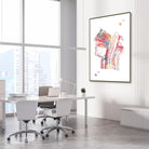 Framed nose mouth throat watercolor print in an ENT clinic