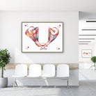 Framed optic chiasm eye & brain anatomy watercolor print in a clinic waiting room
