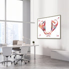 Framed optic chiasm eye & brain anatomy watercolor print in a medical clinic