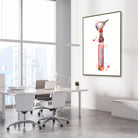 Framed otoscope watercolor print in an ENT clinic