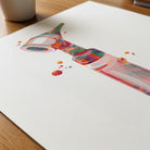 Close-up of otoscope watercolor print showing paper texture and grain