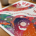 Close-up of ovarian follicles histology watercolor print showing paper texture and grain