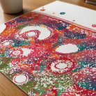 Close-up of ovary cross-section histology watercolor print showing paper texture and grain