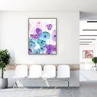 Framed pap smear test watercolor print in a clinic waiting room