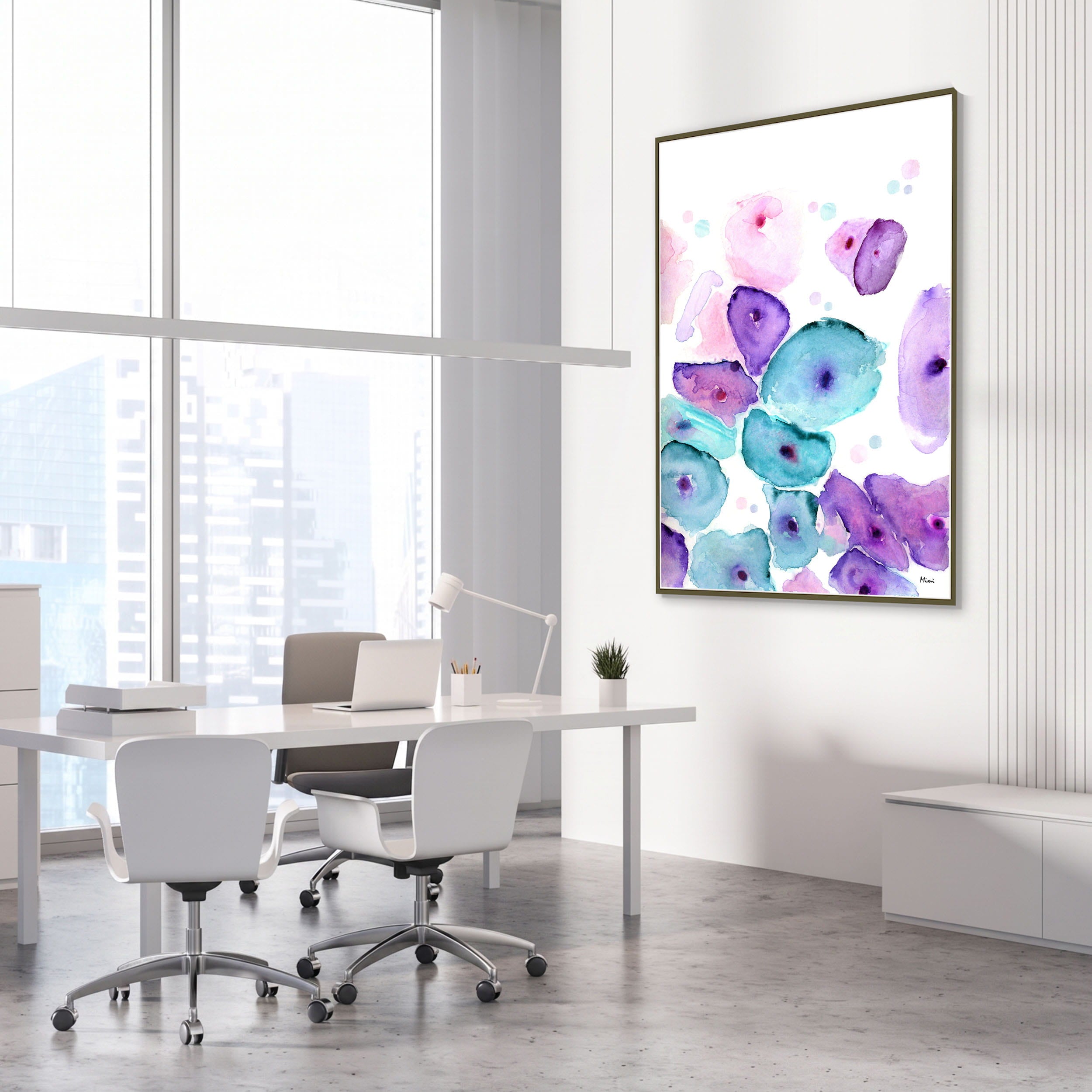 Framed pap smear test watercolor print in an OB-GYN clinic