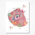 Colorful abstract anatomy print of a parietal cell on a white background

