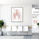 Framed pelvic lymph nodes watercolor print in a clinic waiting room