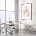 Framed pelvic lymph nodes watercolor print in an endocrinology clinic