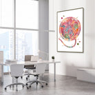 Framed placenta anatomy watercolor print in an OB-GYN clinic
