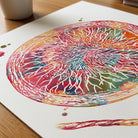 Close-up of placenta anatomy watercolor print showing paper texture and grain