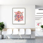 Framed psychology & psychotherapy watercolor print in a clinic waiting room