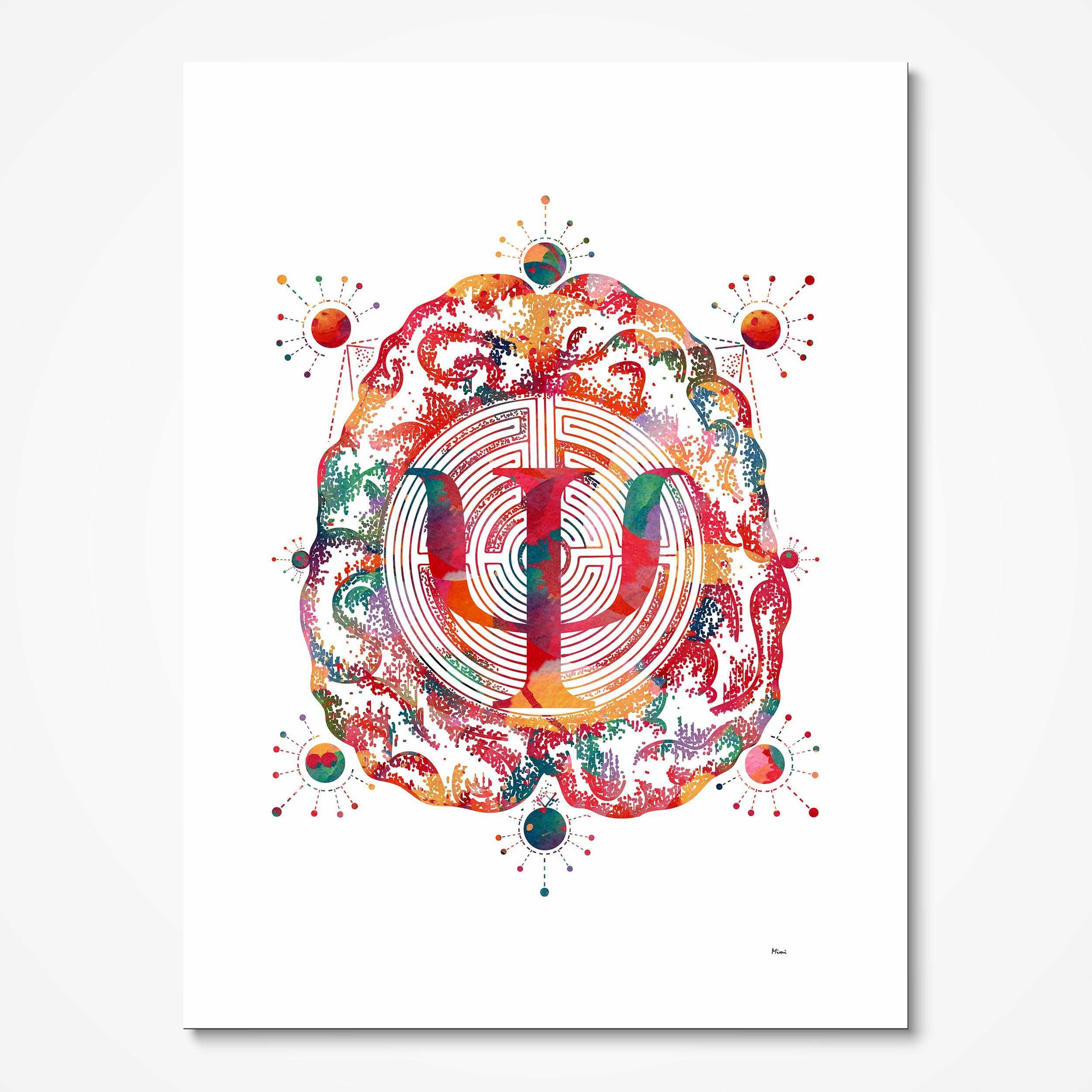 Psychology & Psychotherapy watercolor art print for psychology office wall decor