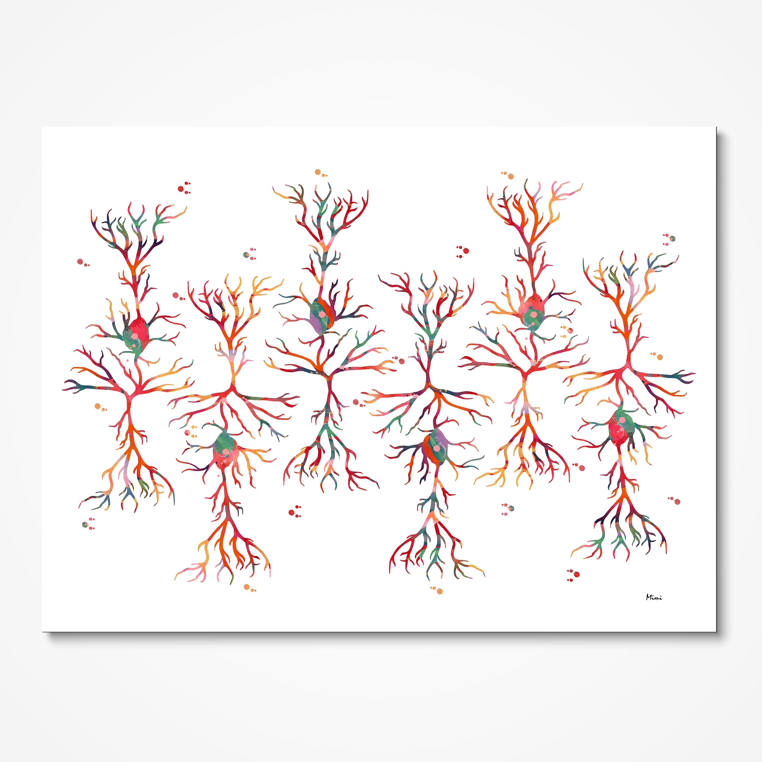 pyramidal neurons colorful watercolor print product listing image 1
