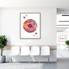 Framed retina & optic disc watercolor print in a clinic waiting room