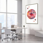 Framed retina & optic disc watercolor print in an ophthalmology clinic