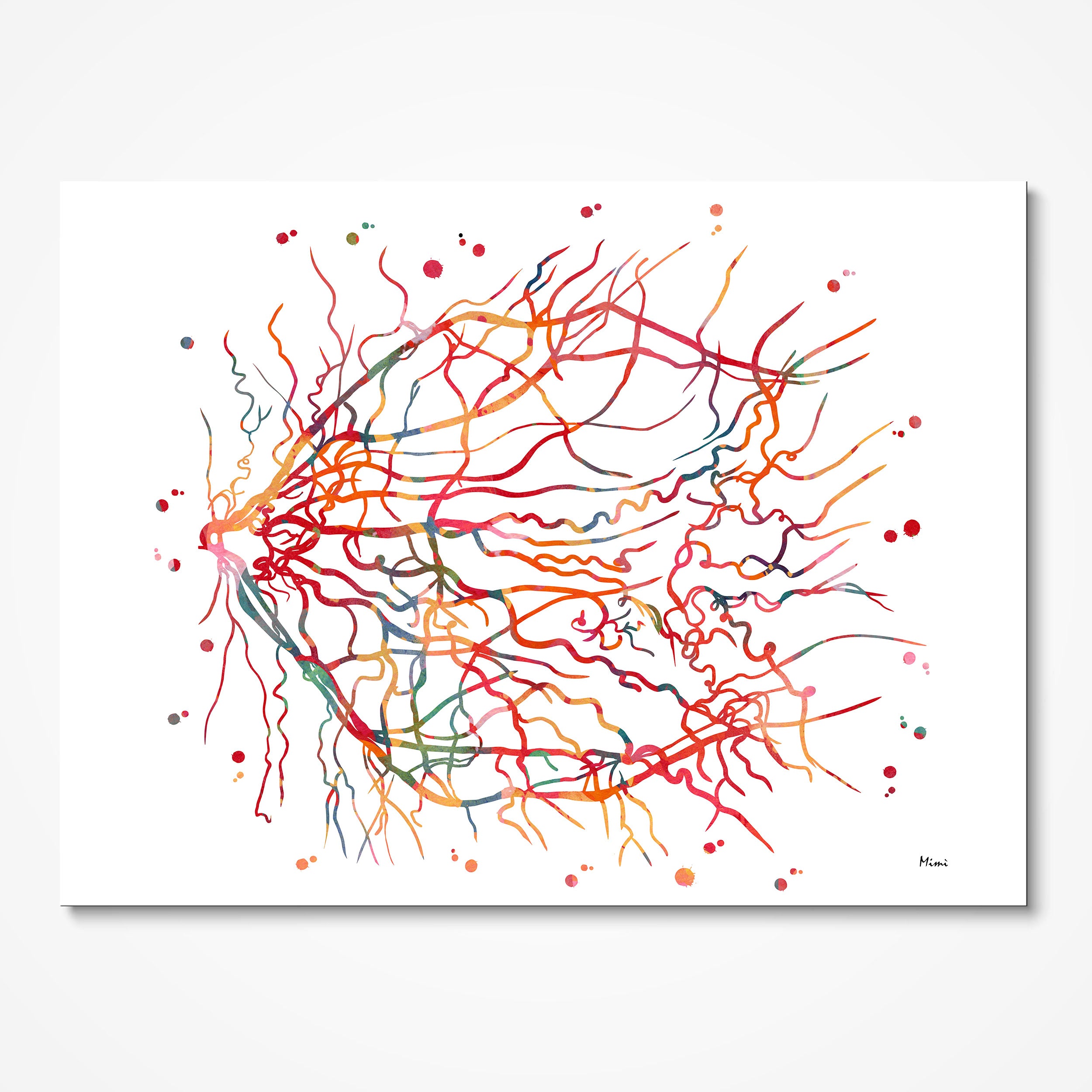 Retinal Angiogram watercolor art print for ophthalmology clinic wall decor