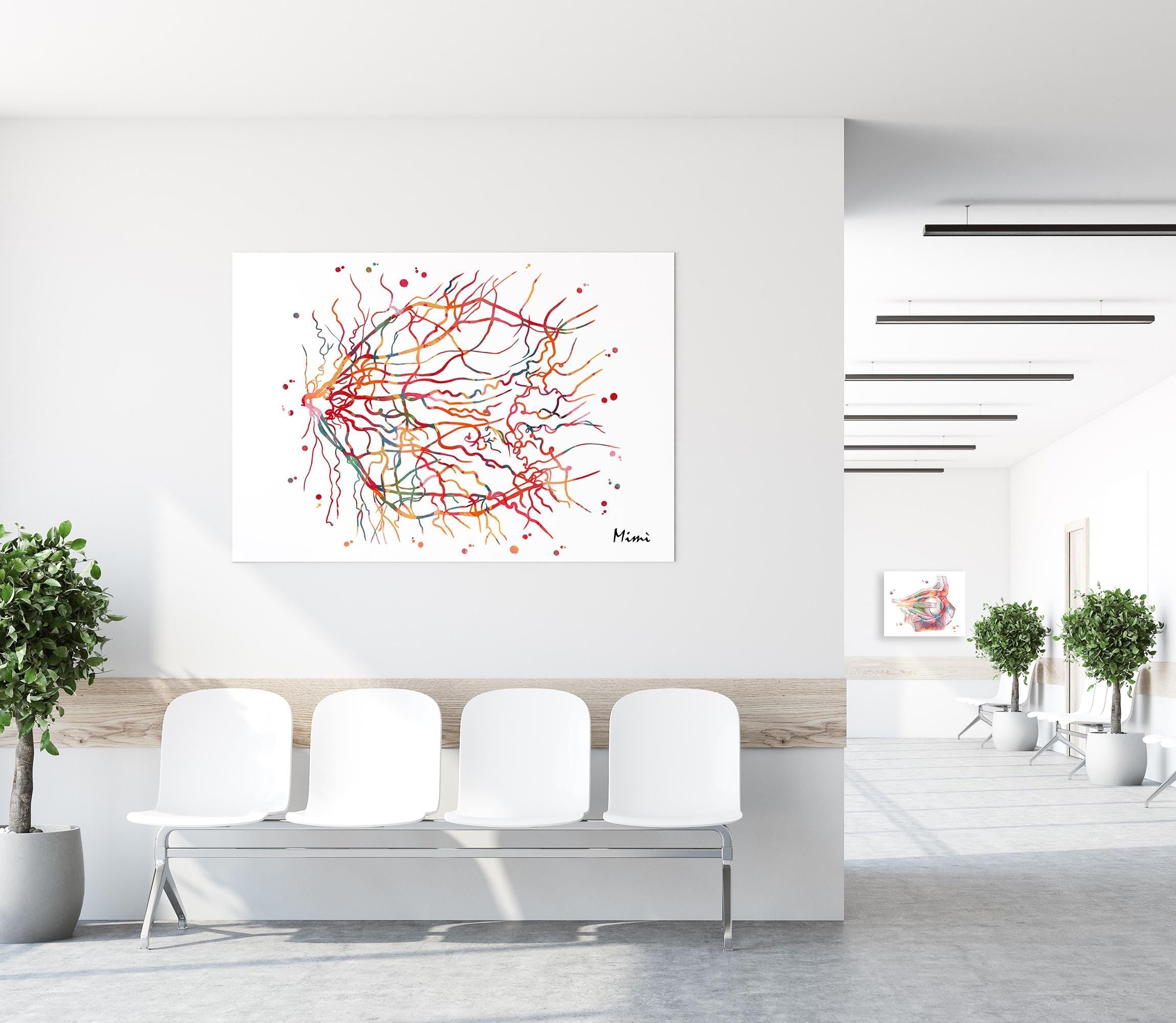 Modern Medical Clinic interior with a colorful eye anatomy painting on the wall