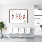 Framed root canal procedure watercolor print in a clinic waiting room
