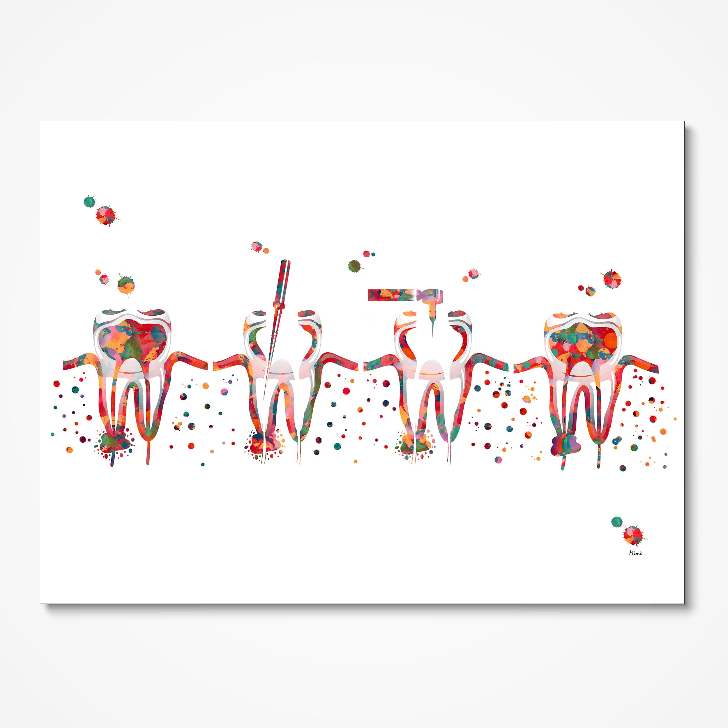 Root Canal Procedure watercolor art print for endodontic clinic wall decor