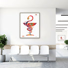 rx caduceus watercolor print hanging in a clinic waiting room