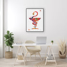 rx caduceus watercolor print hanging in a pharmacist office