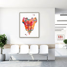 Framed sacrum bone anatomy watercolor print in a clinic waiting room