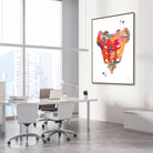 Framed sacrum bone anatomy watercolor print in an orthopedic clinic