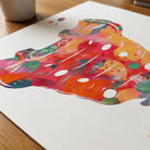Close-up of sacrum bone anatomy watercolor print showing paper texture and grain