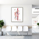 Framed saphenous vein & external iliac femoral artery anatomy watercolor print in a clinic waiting room
