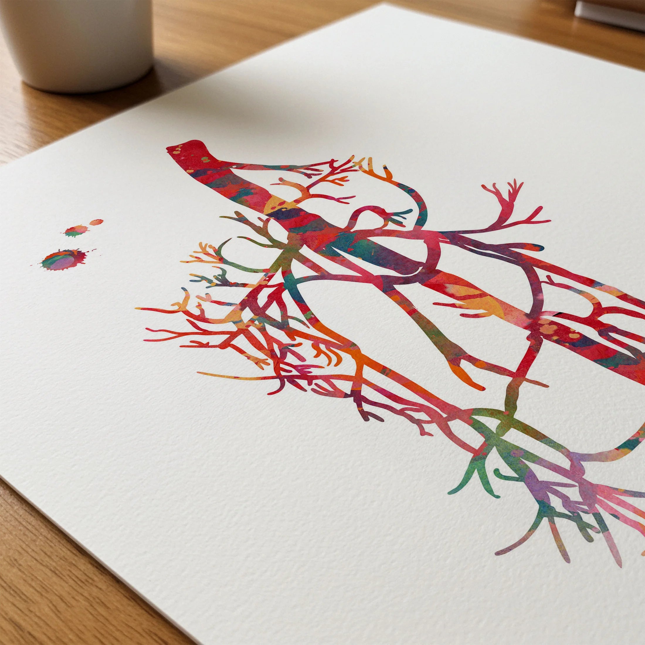 Close-up of a Saphenous Vein & External Iliac Femoral Artery anatomy art print showing texture and grain