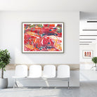 Framed skeletal muscle histology watercolor print in a clinic waiting room