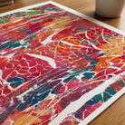 Close-up of skeletal muscle histology watercolor print showing paper texture and grain