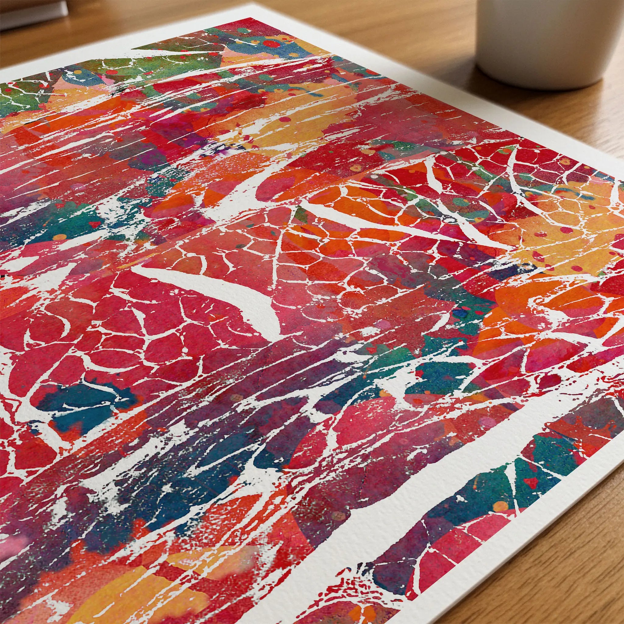 Close-up of skeletal muscle histology watercolor print showing paper texture and grain