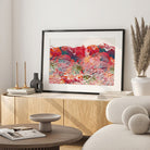 Framed skin histology watercolor print in a warm living room