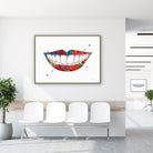 Framed smiling mouth watercolor print in a clinic waiting room