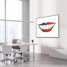 Framed smiling mouth watercolor print in a dental clinic