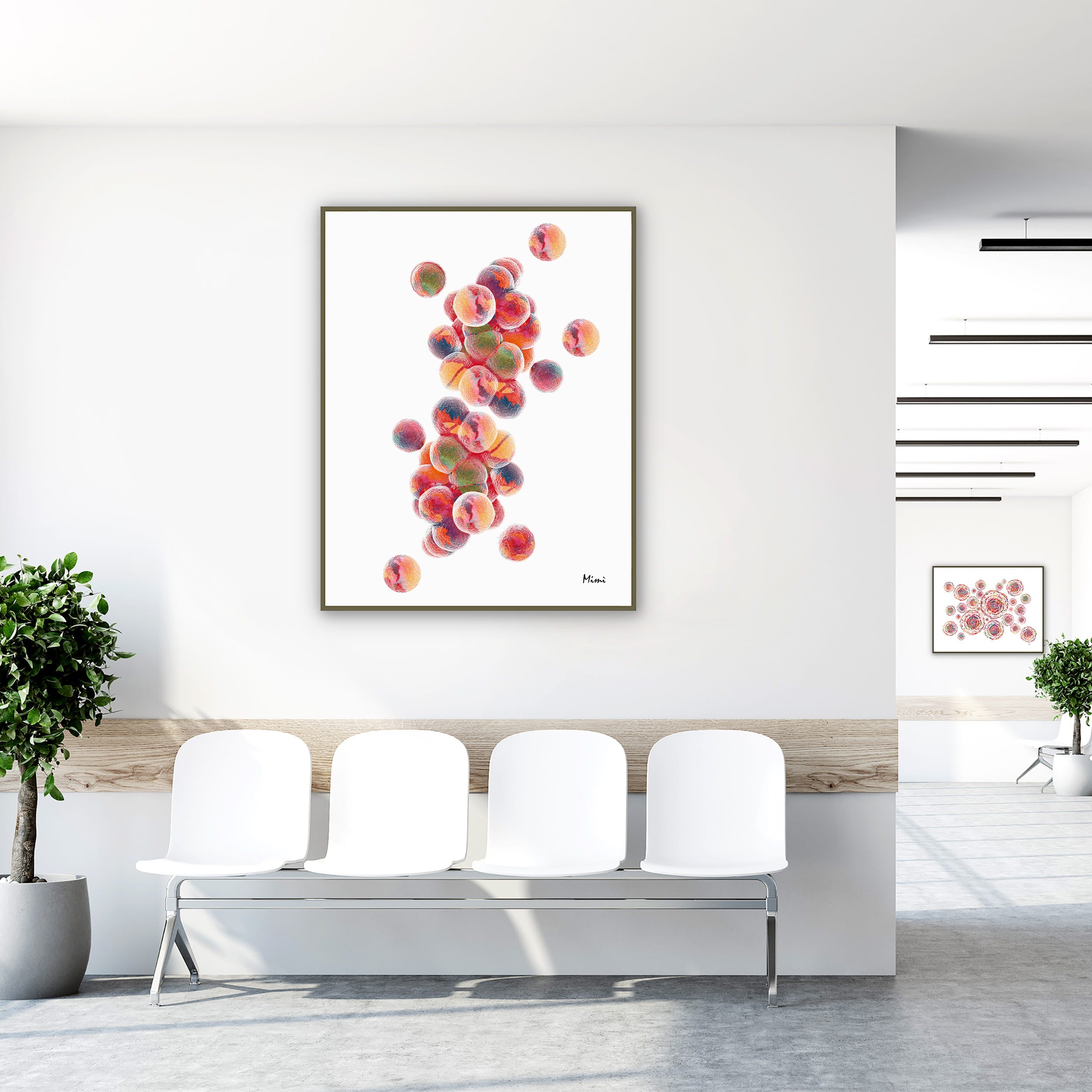 Framed staphylococcus aureus watercolor print in a clinic waiting room