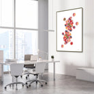 Framed staphylococcus aureus watercolor print in a science laboratory office