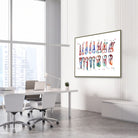 Framed teeth & roots diagram watercolor print in a dental clinic