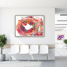 Framed temporal artery histology watercolor print in a clinic waiting room