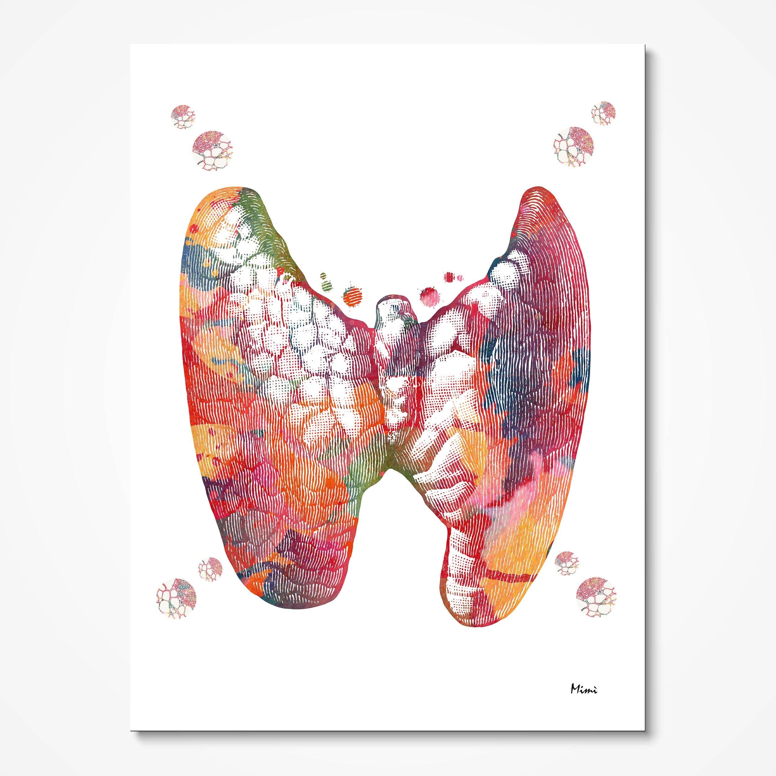 Thyroid Gland Anatomy watercolor art print for endocrinology clinic wall decor